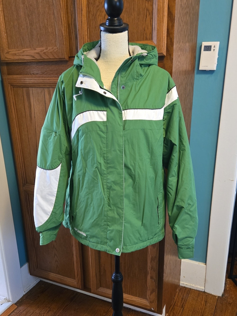 Columbia Green and White Hooded  Jacket